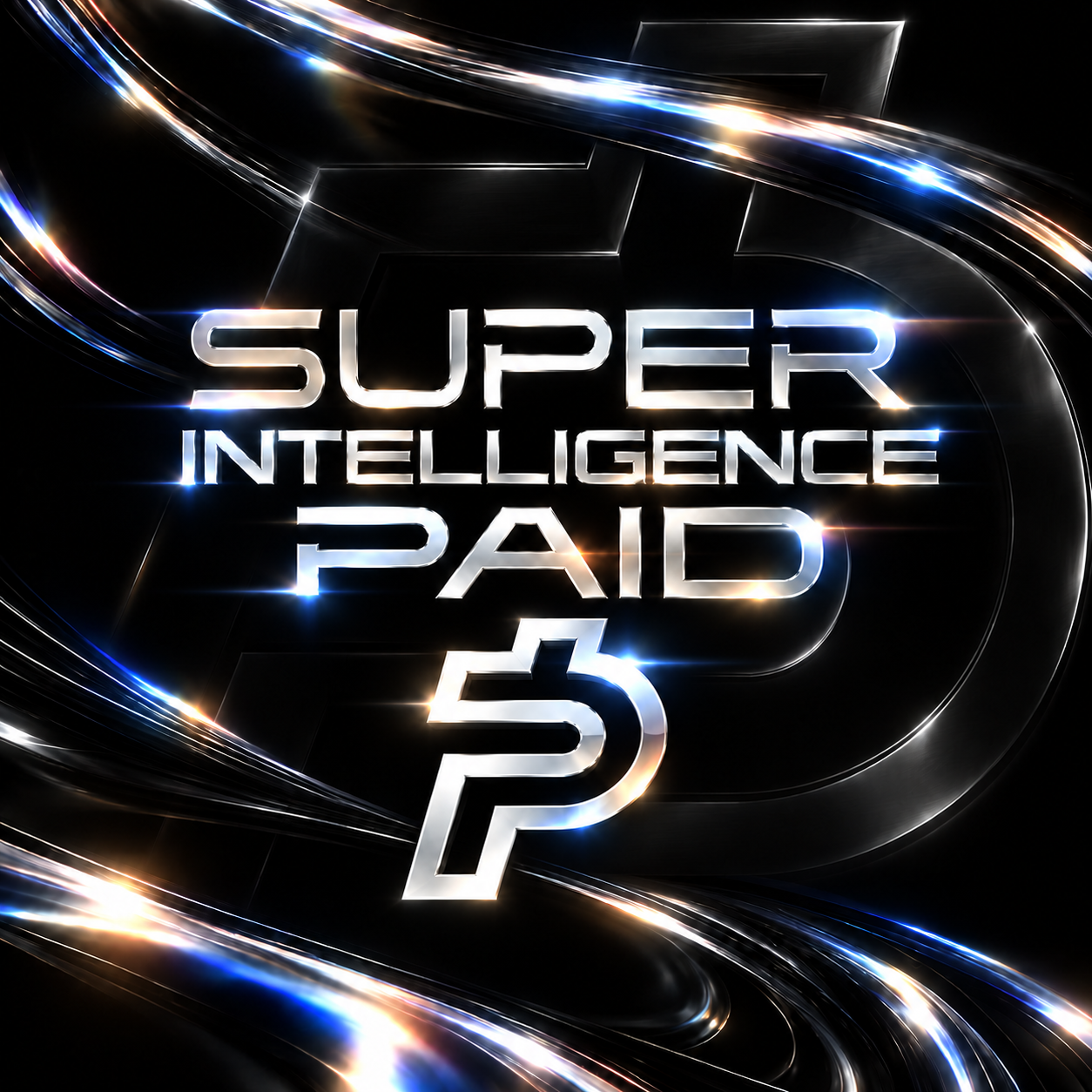 SUPER INTELLIGENCE PAID chrome artwork with electric blue light and the SIP emblem